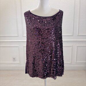 DS by Debbie Shuchat Purple Sequin Sleeveless Top | XL | Party Cocktail Evening